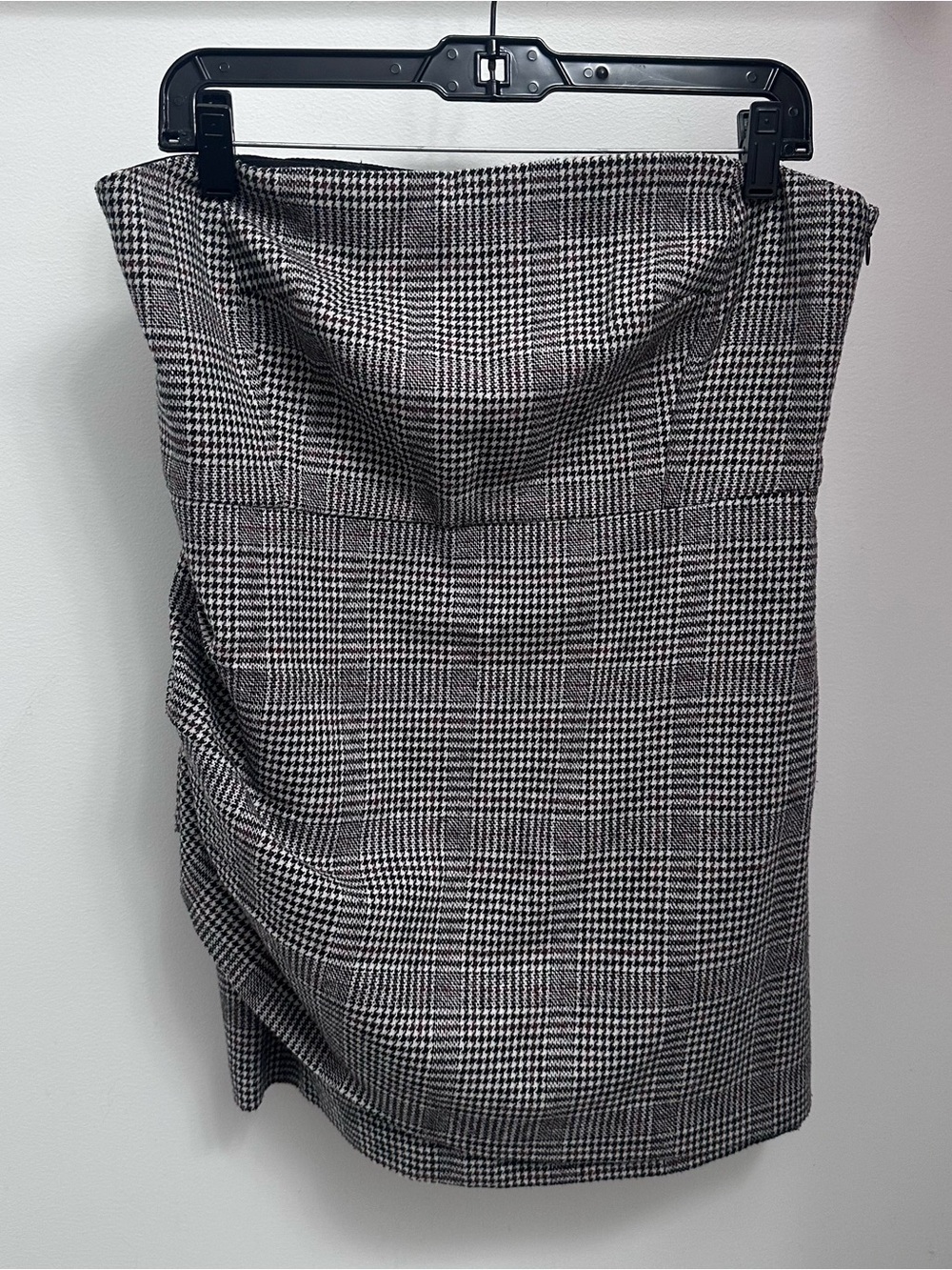 House of Harlow 1960 Houndstooth Strapless Ruched Wool Blend Mini Dress Medium